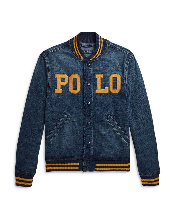 Polo ralph lauren denim letterman jacket sales