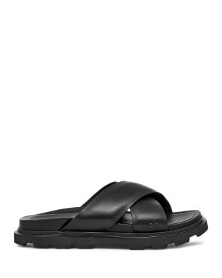 バックルスライド ヤマト便発【UGG】Capitola UGG BLACK LEATHER CAPITOLA BUCKLE SLIDE SANDALS, MEN US 11