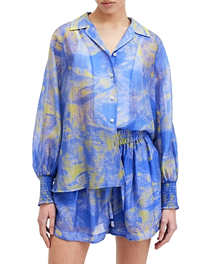 Shop Allsaints Isla Inspiral Shirt In Electric Blue