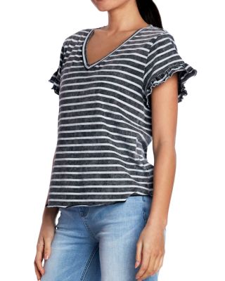 Ruffled V Neck Tee