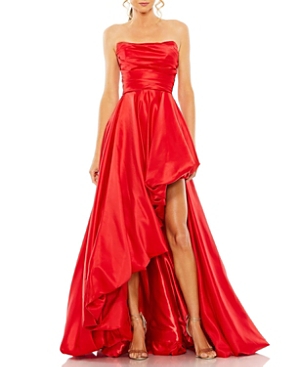 Shop Mac Duggal Strapless Rouched Gown In Red