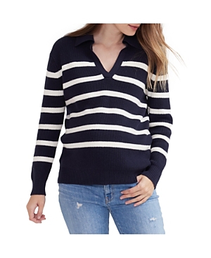 Shop Hatch Collection The Hannah Sweater In Navy/ivory Stripes