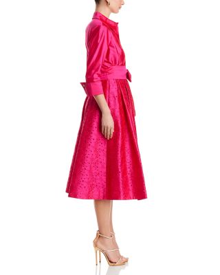 Embroidered Sash Belt Shirt Dress