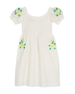 Fanm Mon - Girls' Alissa Floral Embroidered Linen Dress - Little Kid, Big Kid