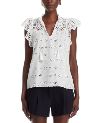 Eyelet Flutter Sleeve Top - Exclusive