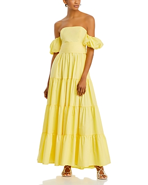 Aqua Off-the-shoulder Maxi Dress - 100% Exclusive In Yellow