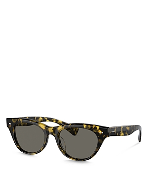 Oliver Peoples Avelin Havana Acetate Butterfly Sunglasses In Black/gray Solid