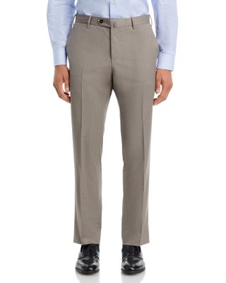 Slim Fit Flat Front Wool Trousers