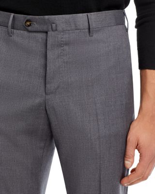 Slim Fit Flat Front Wool Trousers