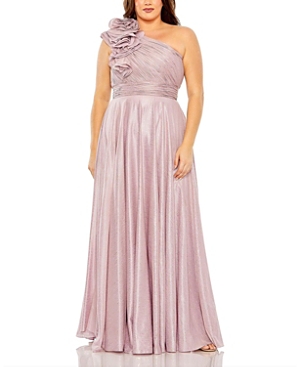 Shop Mac Duggal Floral Detail One Shoulder Gown In Lilac