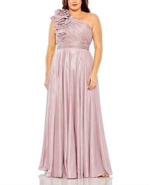 Mac Duggal Floral Detail One Shoulder Gown In Lilac