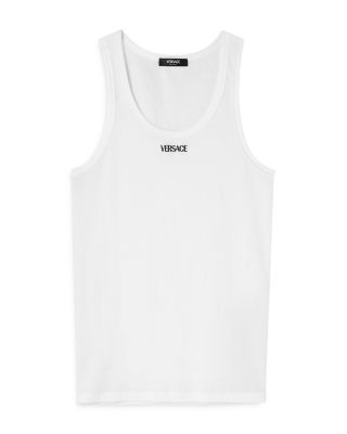 Cotton Blend Ribbed Logo Embroidered Tank