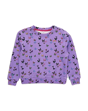 Shop Terez Girls' Butterflies Sweatshirt - Little Kid, Big Kid In Purple