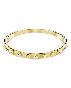 Shop Swarovski Numina Crystal Raised Bezel Bangle Bracelet In Gold/crystal