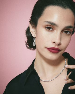 Diamond Link Drop Earrings in 14K White Gold, 1.10 tcw 