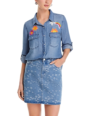 Billy T Peace & Love Chambray Shirt In Light Wash Blue