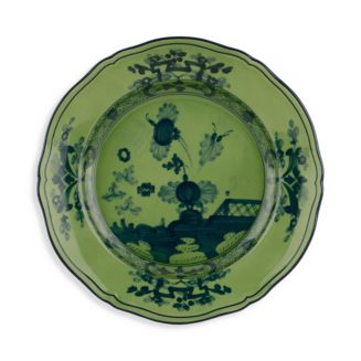 Ginori 1735 Oriente Italiano Antico Doccia Flat Dessert Plate , Dark Green