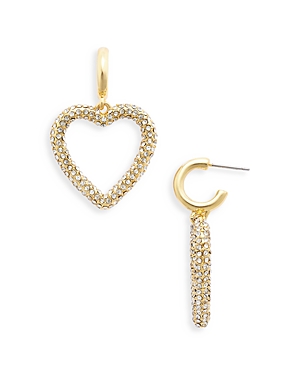 Shop Aqua Pave Open Heart Drop Earrings In Gold