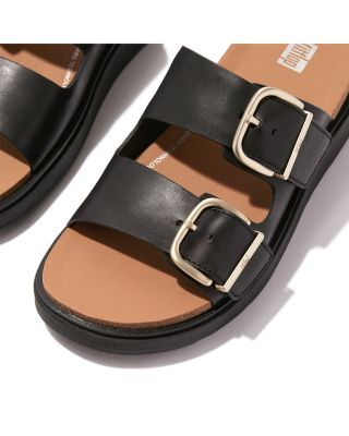 ★2023SS新作★ATT★Double strap slide FitFlop Women's GEN-FF Buckle Two Bar Leather Slides