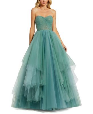 Mac Duggal Strapless Bustier Twist Top Ruffle Ballgown | Bloomingdale's