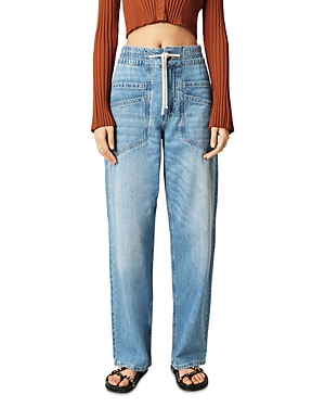 ba & sh Mima High Rise Straight Jeans in Blue Jeans