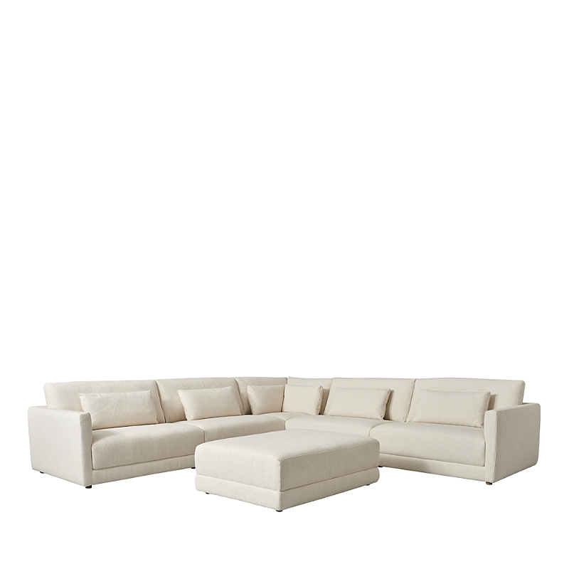 Bloomingdale's Brody 6 Piece Sectional In Forest Basket Weave Cream