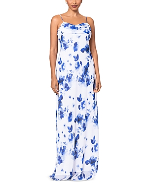 Aqua Printed Chiffon Dress - 100% Exclusive