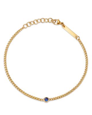 Zoë Chicco - 14K Yellow Gold Curb Chain Blue Sapphire Bezel Bracelet