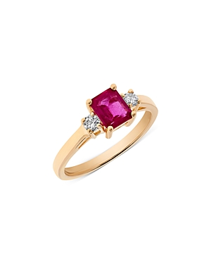 Bloomingdale's Ruby & Diamond Ring In 14k Yellow Gold In Pink/gold