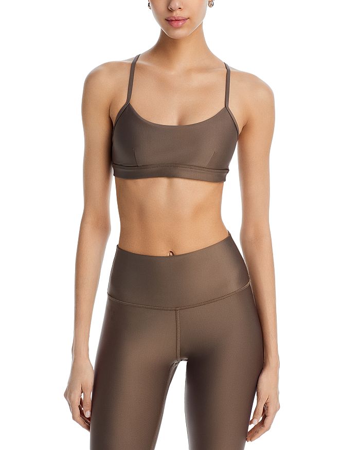 Shop Alo Yoga Airlift Intrigue Sports Bra In Olive Tree