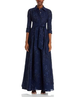 Metallic Jacquard Shirt Dress Gown