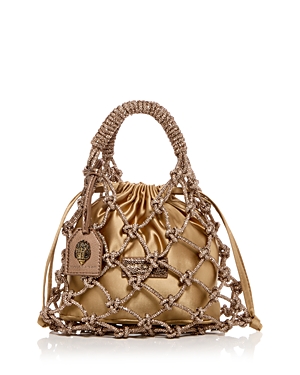 Kurt Geiger Small Embellished Macrame Tote In Rust/copper