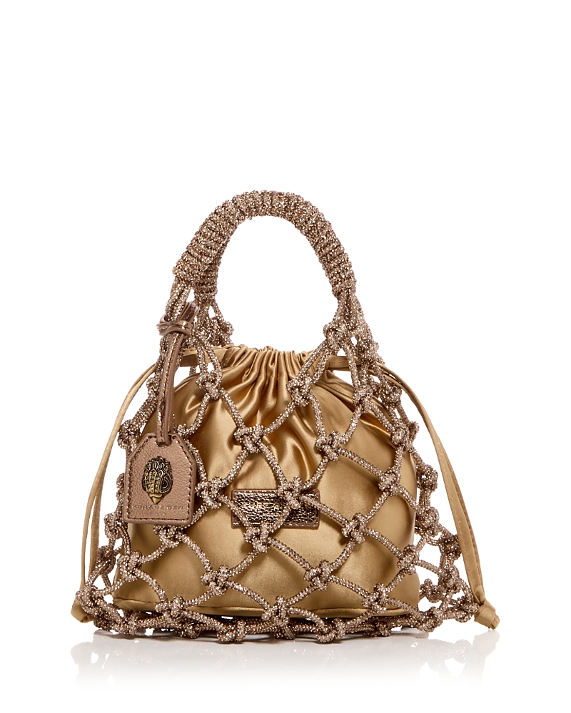 Kurt Geiger Small Macrame Crystal Handbag In Brown