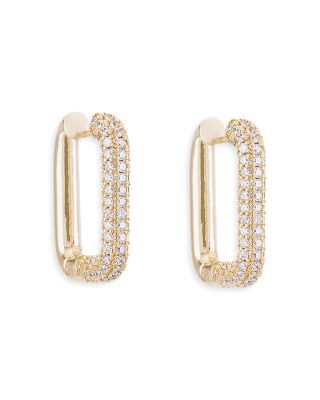 AQUA - Pav&eacute; Squared Oval Hoop Earrings