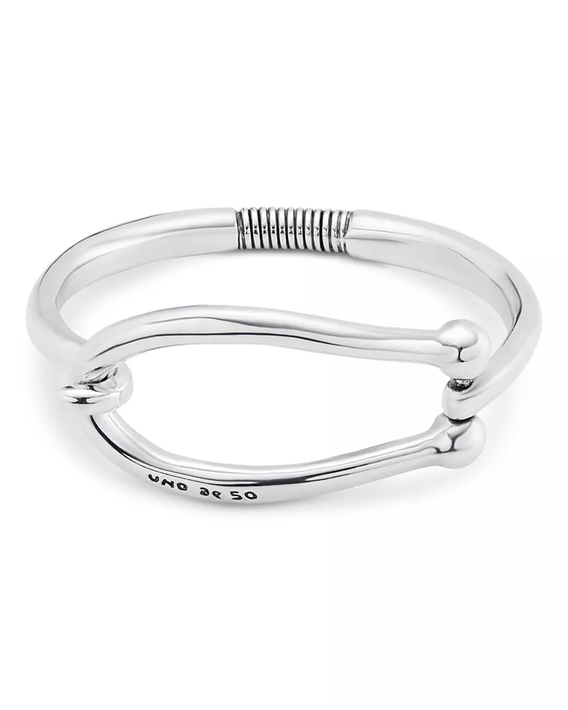 UNOde50 Sterling Silver Plated Rigid Bracelet with Large Link and Inner Spring