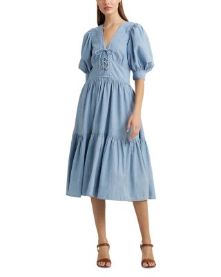 Ralph Lauren - Cotton Chambray Lace Up Dress