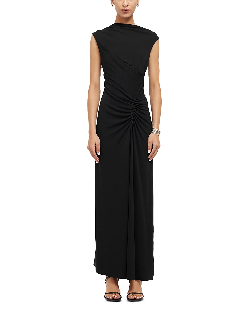 Simkhai Acacia Sleeveless Gathered Midi Dress In Black