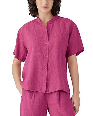 EILEEN FISHER LINEN MANDARIN COLLAR SHIRT