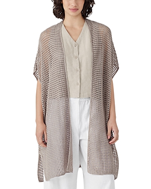 Shop Eileen Fisher Linen Delave Long Cardigan In Natural