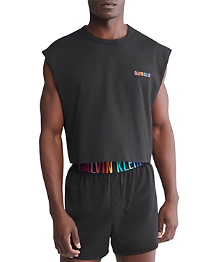Shop Calvin Klein Intense Power Pride Lounge Cropped Muscle Tank In Ub1 Black