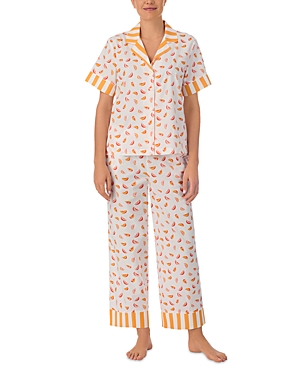 Short Sleeve Woven Cropped Pajama Set