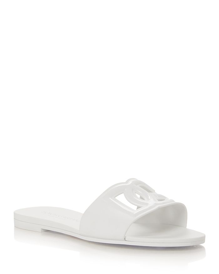 Shop Dolce & Gabbana Women's Logo Pool Slide Sandals In Bianco