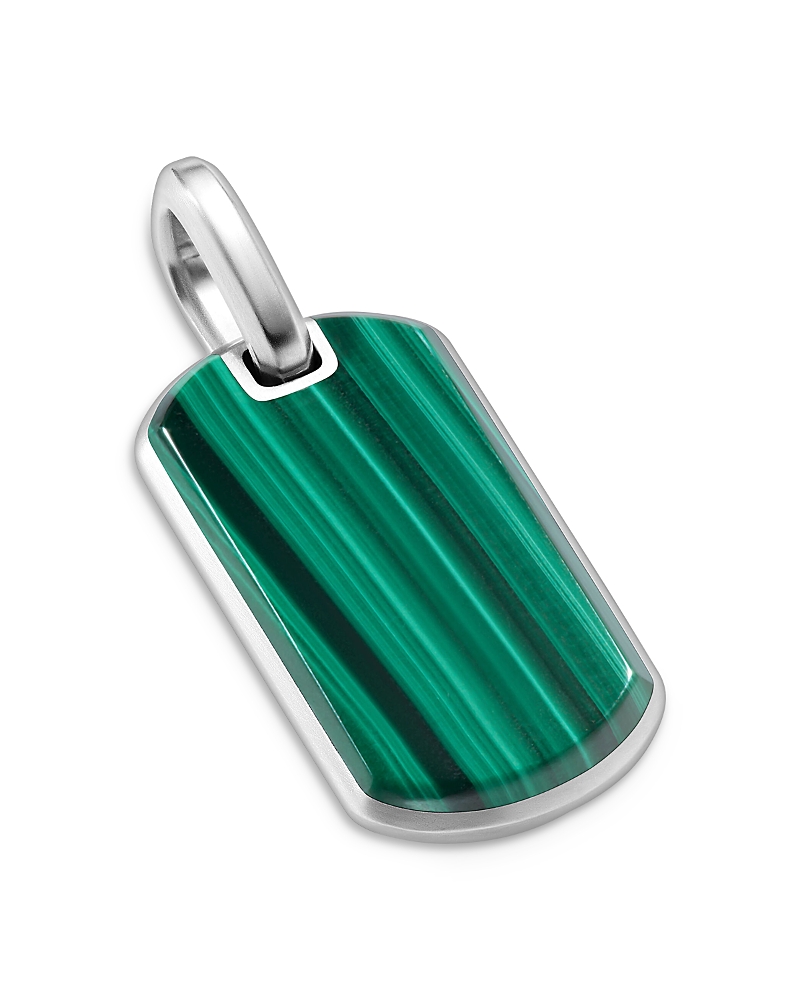 David Yurman Men's Chevron Tag in Sterling Silver with Malachite, 27mm · OS