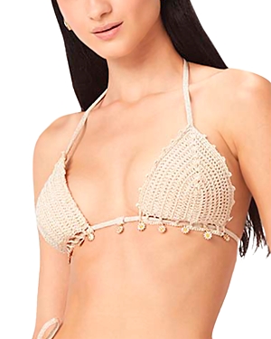 Shop Capittana Trinidad Metallic Crochet Bikini Top In Gold