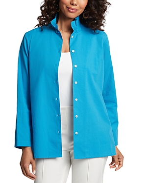 Shop Foxcroft Carolina Long Sleeve Seersucker Shirt In True Blue