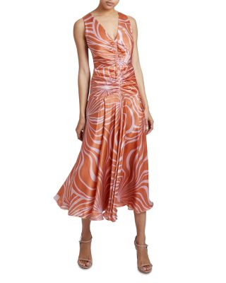 Santorelli - Santorelli Silk Ruched Midi Dress