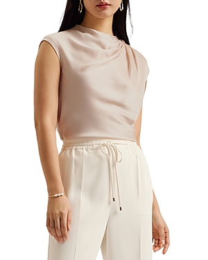 Shop Ted Baker Draped Neck Textured Top In Light Pink