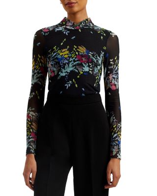 Ted Baker - Printed Mesh Long Sleeve Top