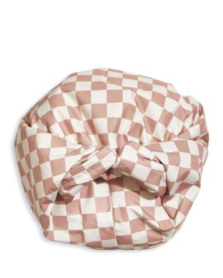 Satin Lined Flexi Shower Cap - Terracotta Checker