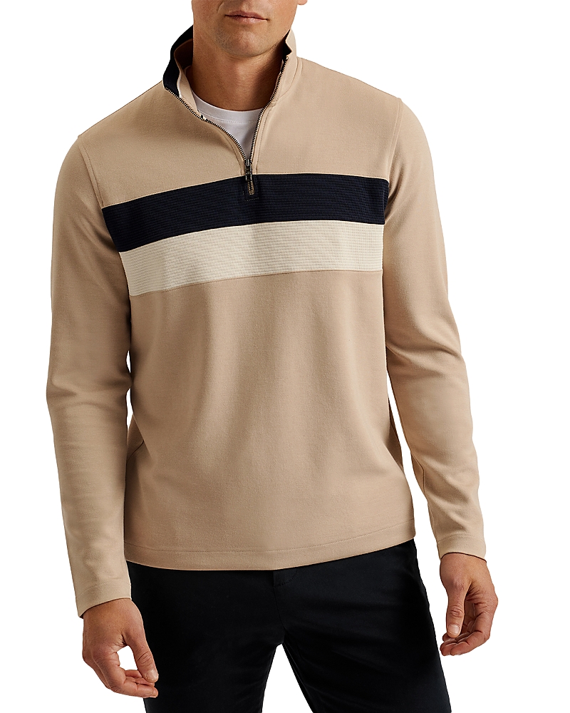 Ted Baker Veller Long Sleeve Slim Fit Half Zip Sweater In Brown